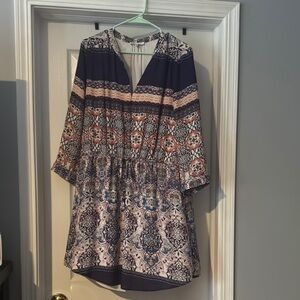 Bohemian Print Dress - Purple and Orange